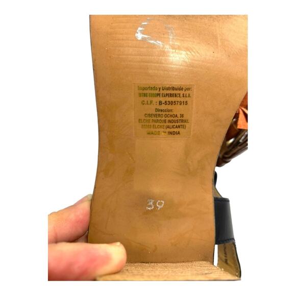 Isabel Marant Black with Brown Gold Rust Tasseled Chunky Heeled 39 Sz 9 Sandals - Picture 8 of 13